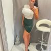 Elina bőr hatású ezüst gombos zöld szoknya - Image 2