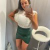 Elina bőr hatású ezüst gombos zöld szoknya - Image 3