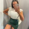 Elina bőr hatású ezüst gombos zöld szoknya - Image 4