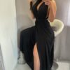 Isabell kötős maxi ruha fekete