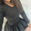Elza flitteres fodros fekete ruha - Image 5