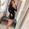 Elizabet fekete arany gombos fodros ruha