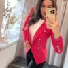 Rina ezüst gombos pink zakó - Image 3