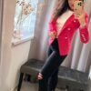 Rina ezüst gombos pink zakó