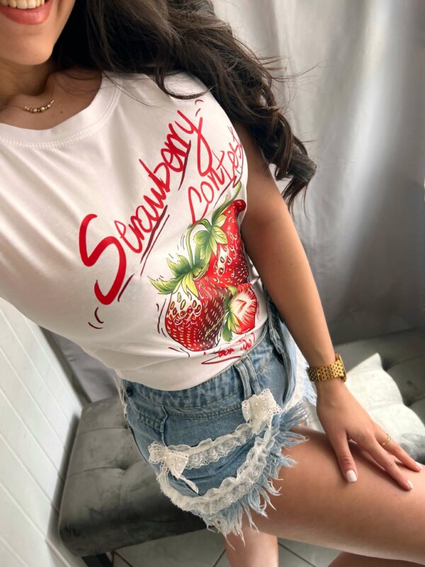 Strawberry eper mintás fehér felső - Image 3