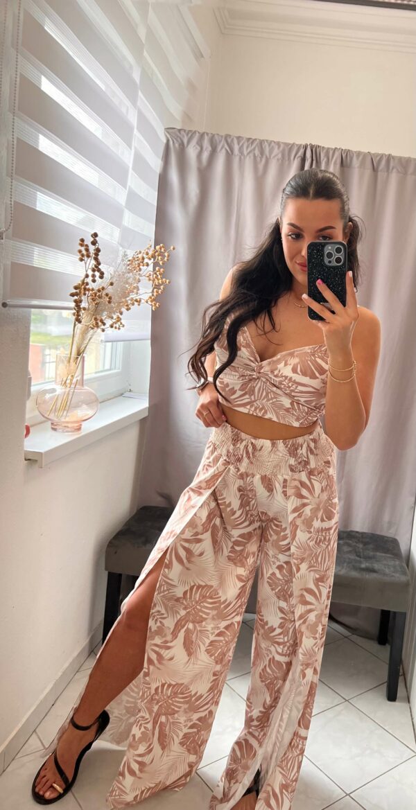 Lara fehér-bézs mintás kétrészes szett - Image 3