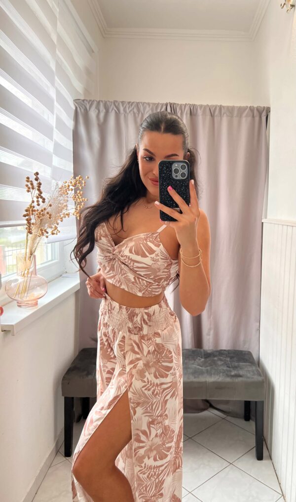 Lara fehér-bézs mintás kétrészes szett - Image 5