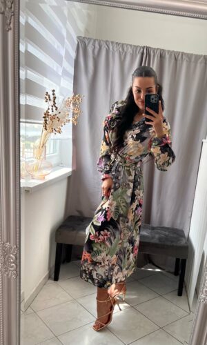 Lora levél mintás maxi ruha