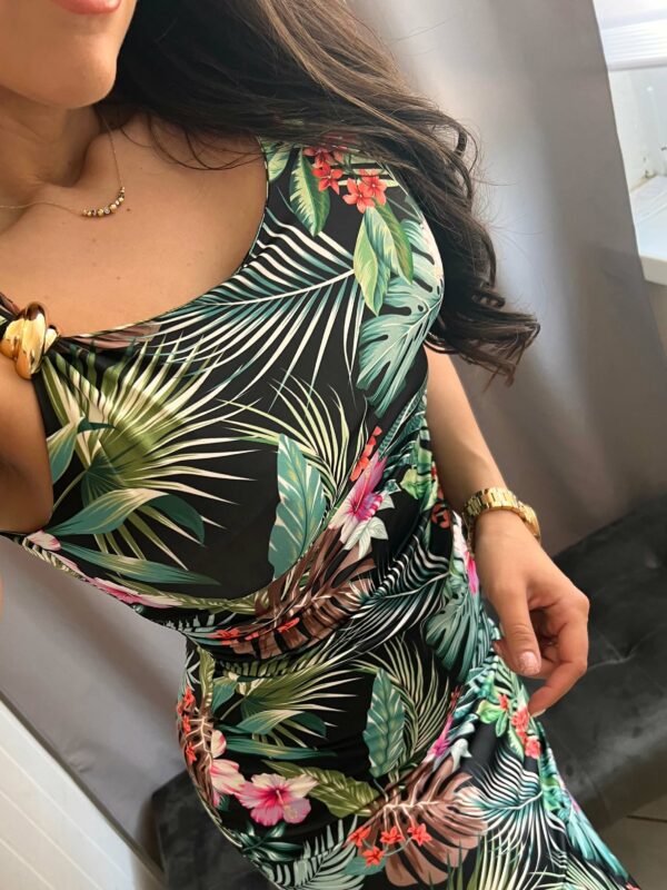 Tropic mintás húzott maxi ruha - Image 6