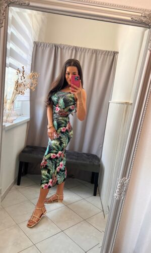Tropic mintás húzott maxi ruha
