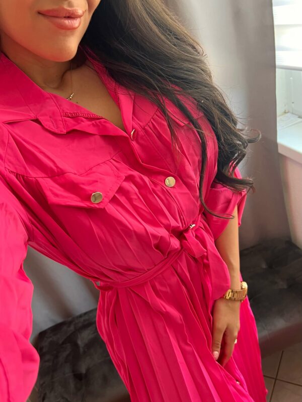 Maxim pliszirozott pink ruha - Image 5