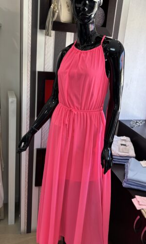 Iren neon pink húzott maxi ruha