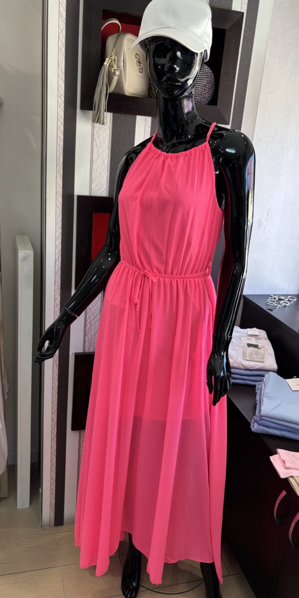 Iren neon pink húzott maxi ruha