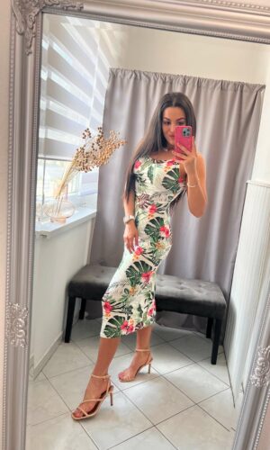 Tropic fehér levél mintás ruha