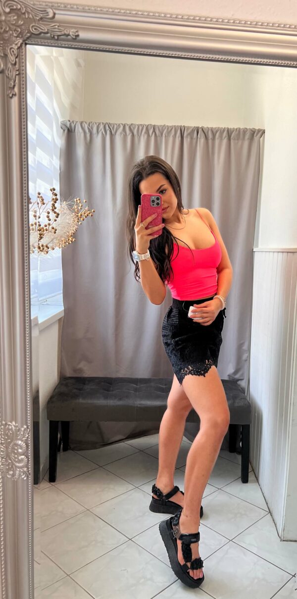 Tamina vékony pántos rövid fazonú neon pink felső - Image 4