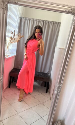 Iren neon pink húzott maxi ruha