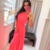 Iren neon pink húzott maxi ruha - Image 3