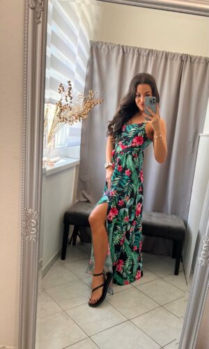 Hiren tropic mintás maxi ruha