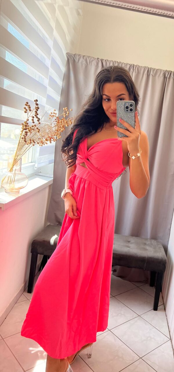 Flari nyitott neon pink maxi ruha - Image 3