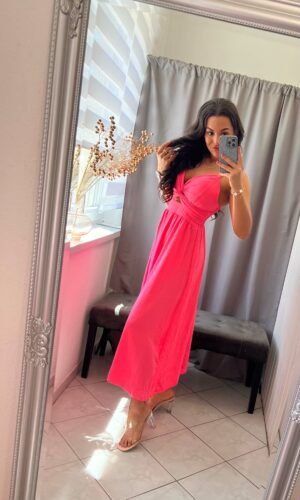 Flari nyitott neon pink maxi ruha