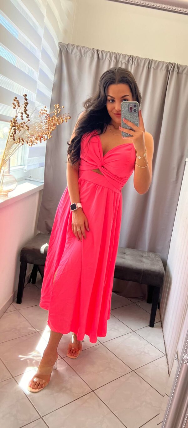 Flari nyitott neon pink maxi ruha - Image 5