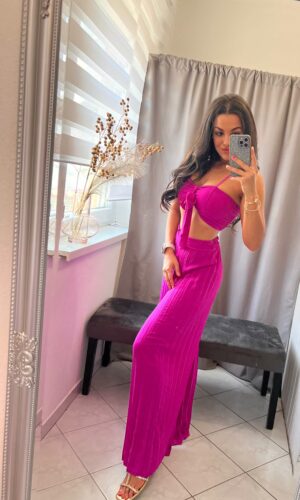 Sunny pliszirozott violet kétrészes szett