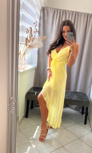 Inez sárga fodros maxi ruha