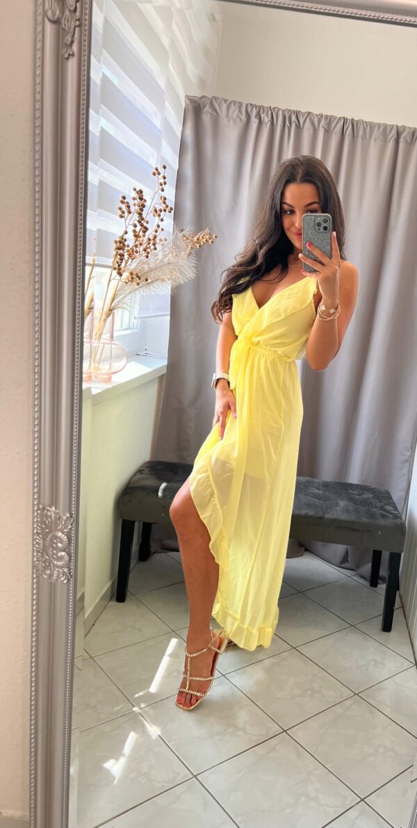 Inez sárga fodros maxi ruha
