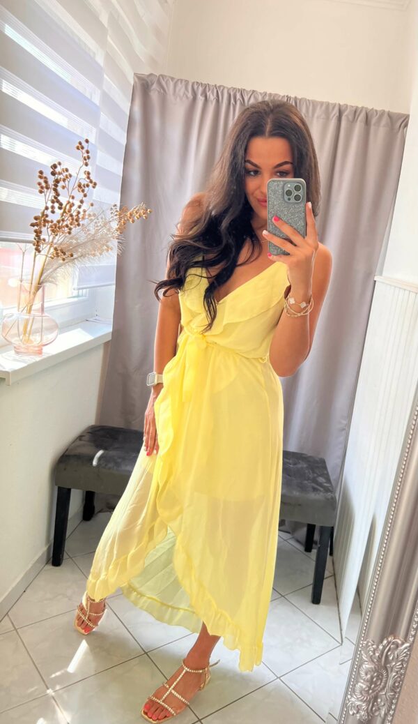 Inez sárga fodros maxi ruha - Image 3