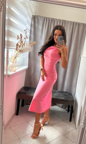 Tessa rózsaszin húzott maxi ruha