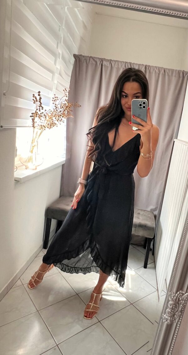 Inez fekete fodros maxi ruha - Image 2