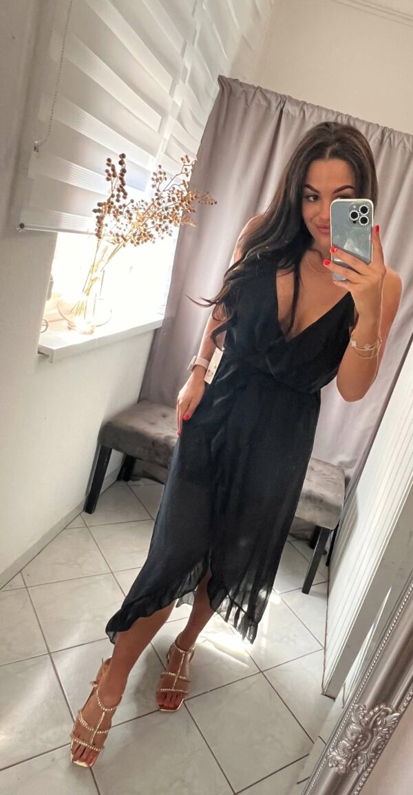 Inez fekete fodros maxi ruha - Image 3