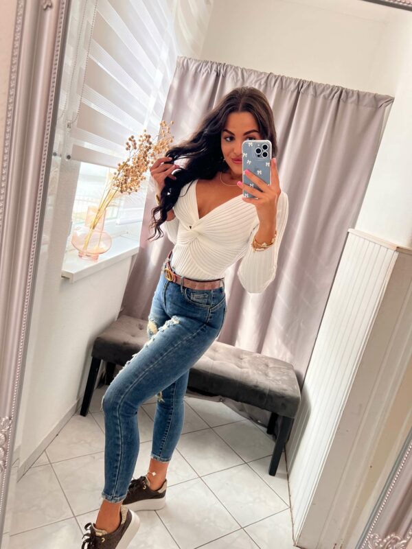 Blen fehér bordázott body - Image 3