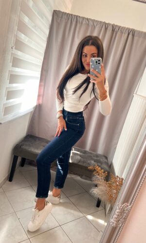 Morin sötétkék mom-fit farmer