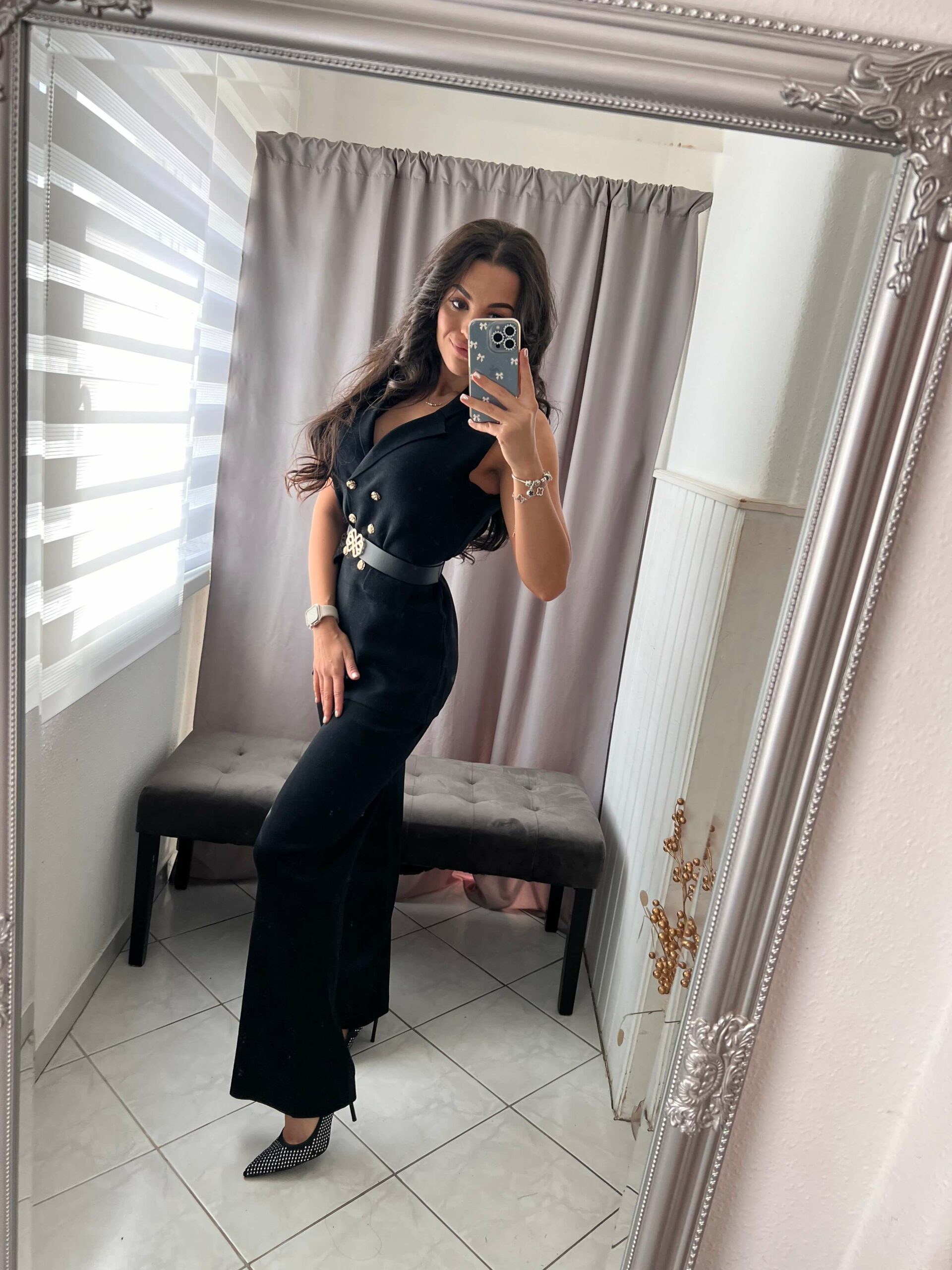 Vlen fekete hosszú nadrágos kétrészes szett