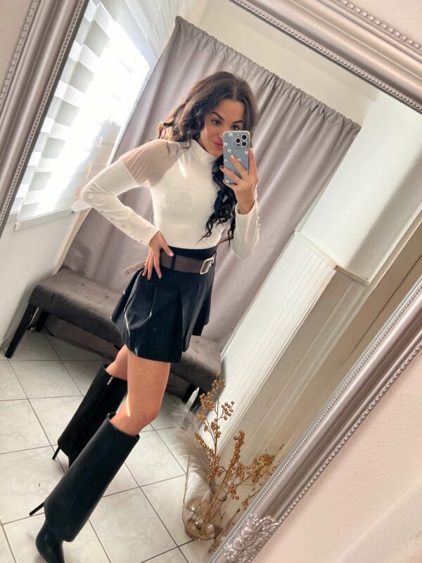 Tina tüllös vállú fehér body - Image 2