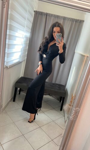 Mella arany kapcsos fekete overál