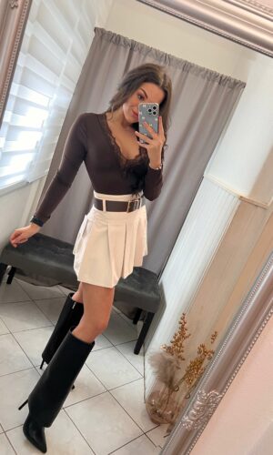 Kolen v kivágott csoki barna body