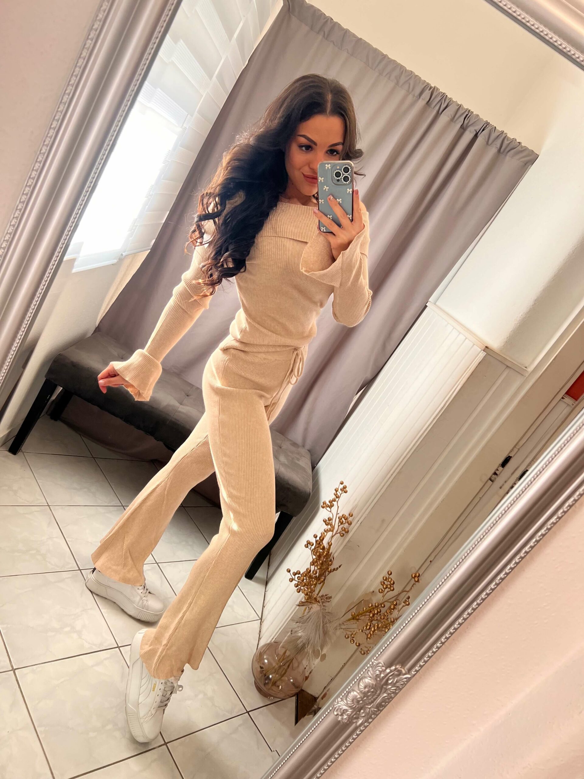 Helli kötött bézs kétrészes szett - Image 2