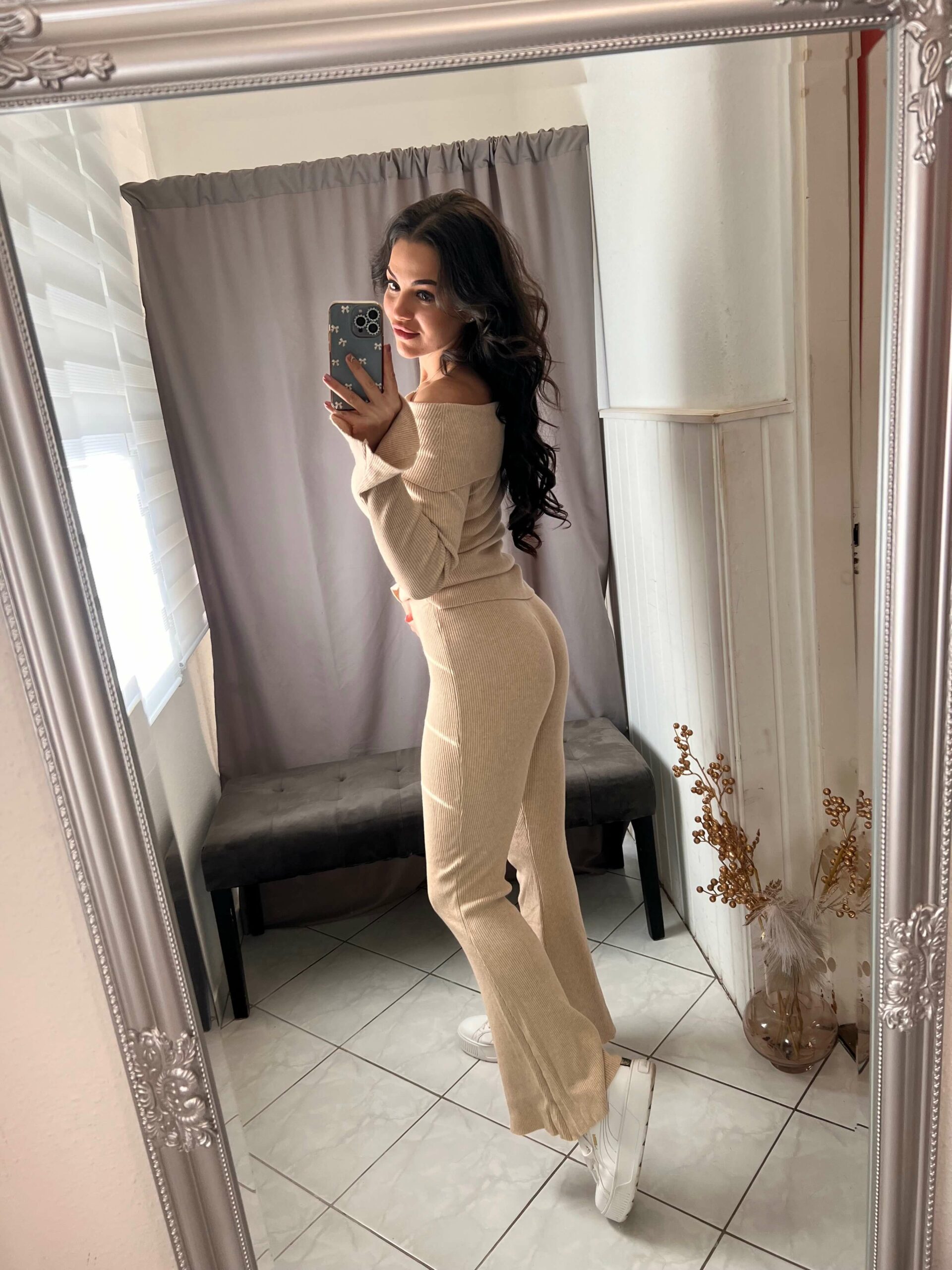 Helli kötött bézs kétrészes szett - Image 7