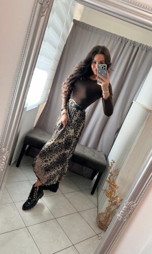 Manna ocelot mintás pliszirozott szoknya