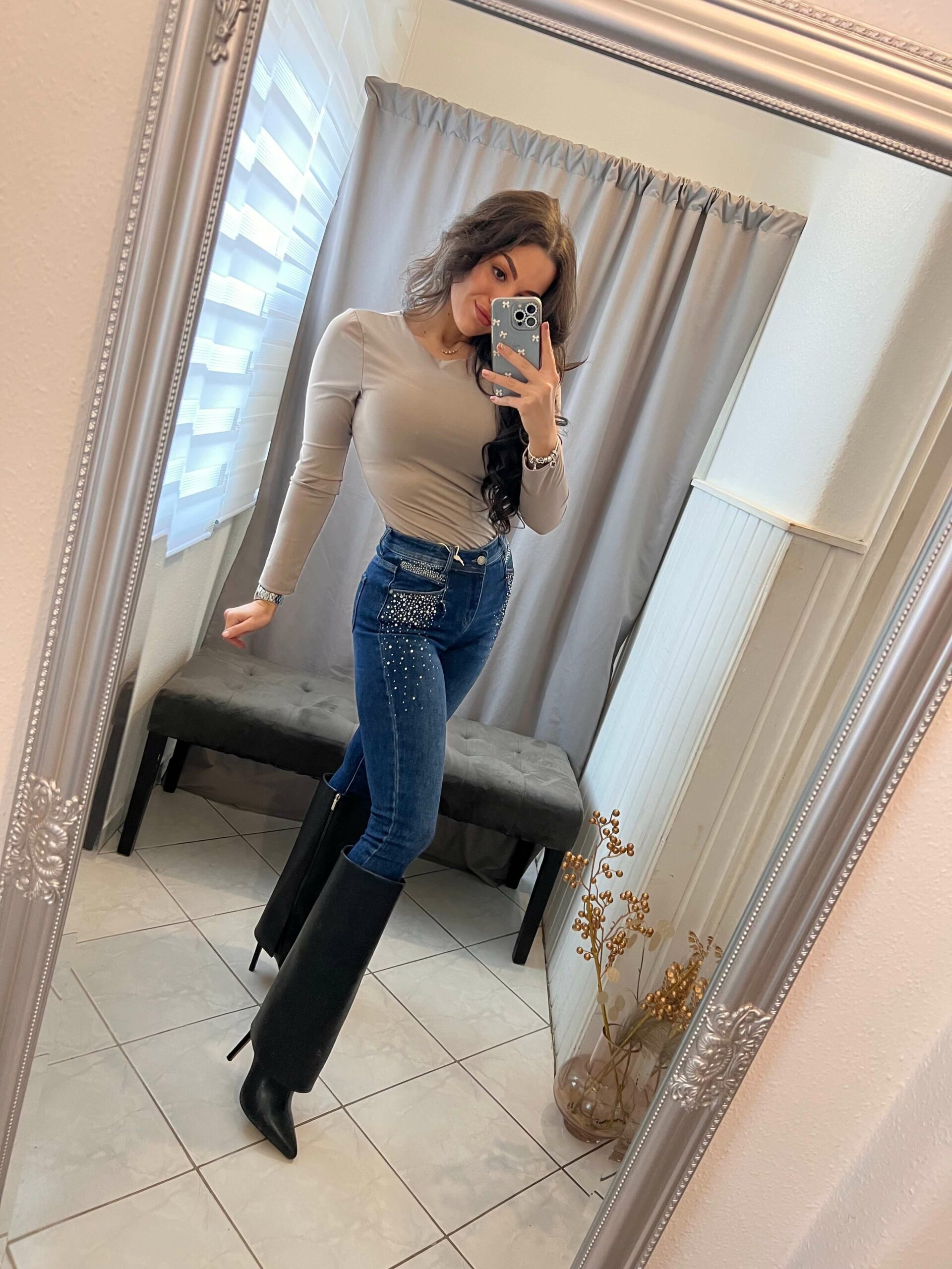 Neza kék kövezett farmer nadrág - Image 2