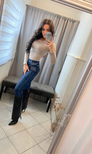 Neza kék kövezett farmer nadrág