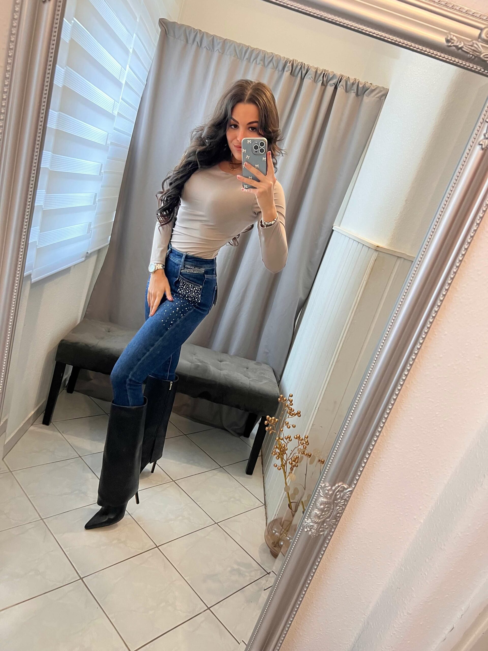 Neza kék kövezett farmer nadrág