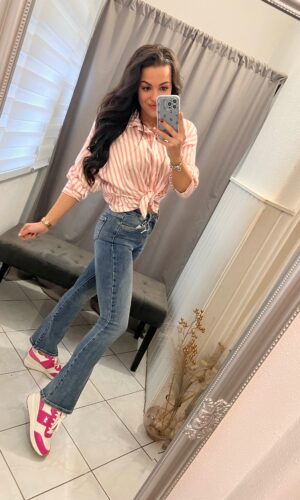 Ilen mályva csikos szatén ing