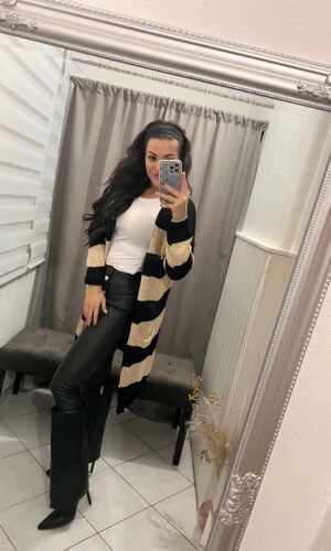 Letti kötött fekete arany kardigán