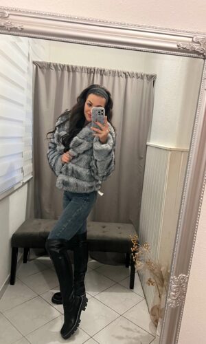 Szelen szürke szőrmés kabát