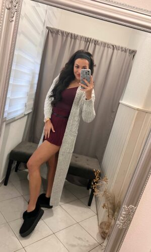 Leren szürke kötött kardigán