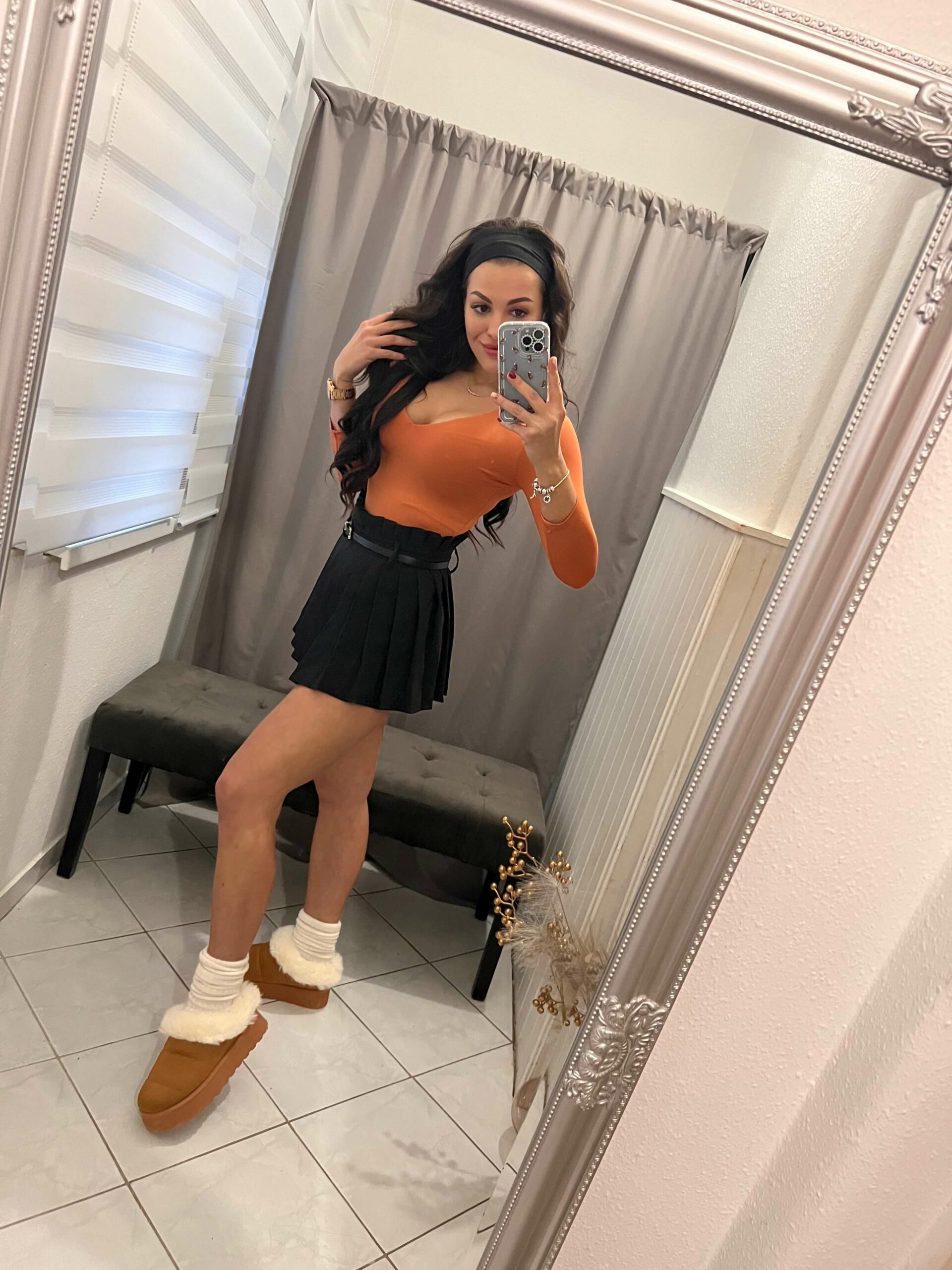 Bess fodros fekete szoknya nadrág övvel - Image 5