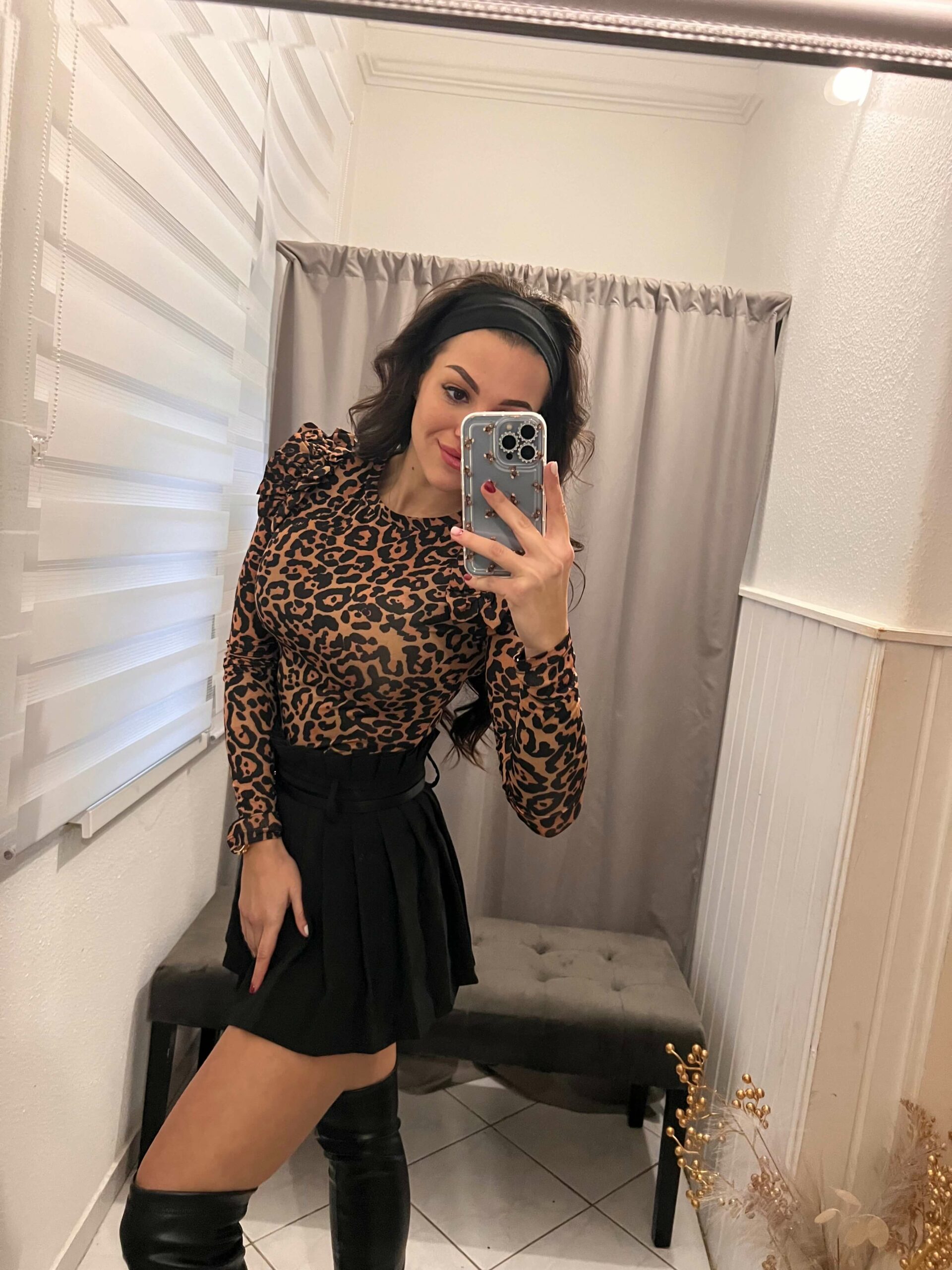 Bess fodros fekete szoknya nadrág övvel - Image 7